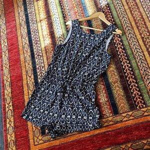 Athleta Navy and White Patterned Sleeveless Romper